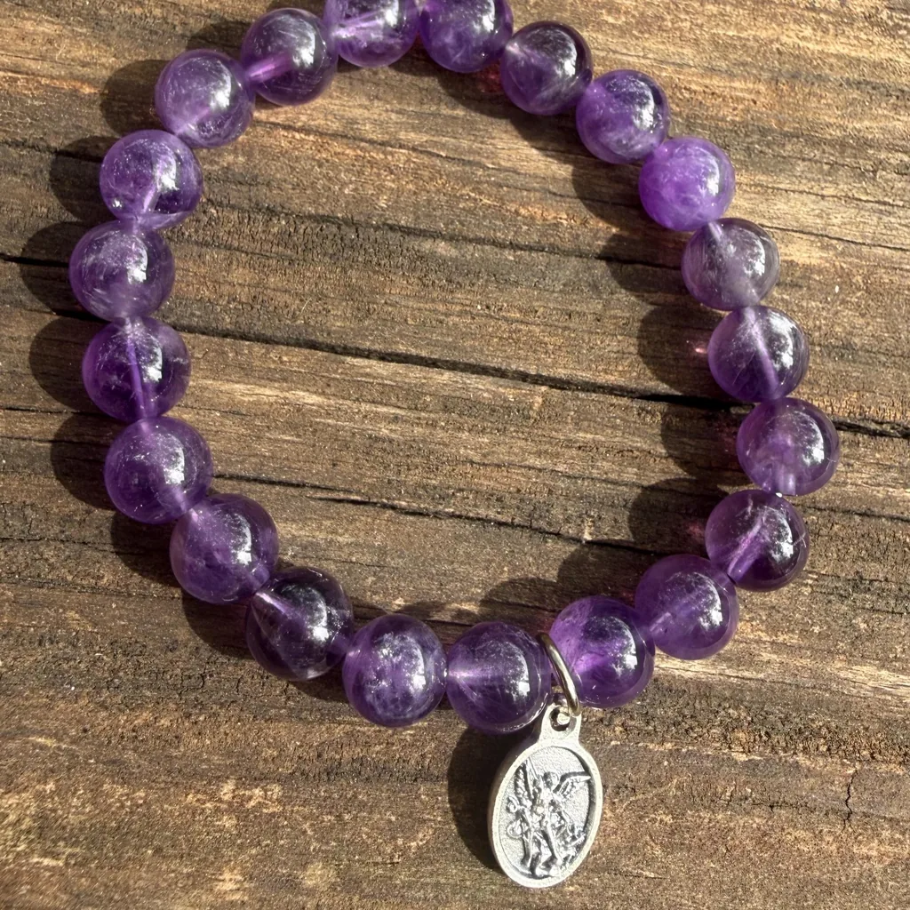 Saint Michael Amethyst Bracelet